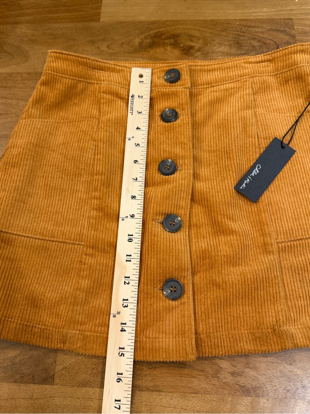 Chloe & Katie NWT Corduroy Button-Front Mini Skirt in Amber Orange Size Large - Picture 6 of 10
